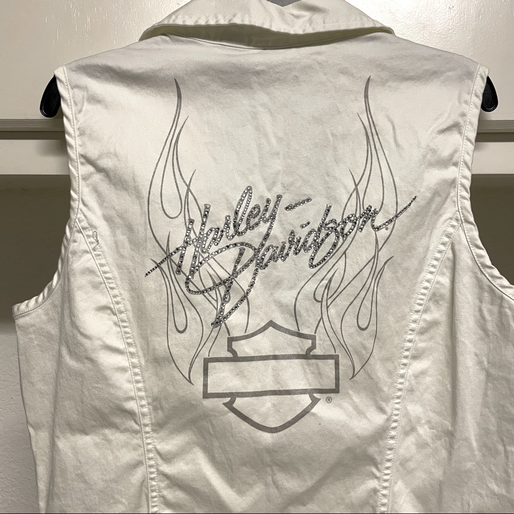 Harley Davidson Jeweled Sleeveless White Vest